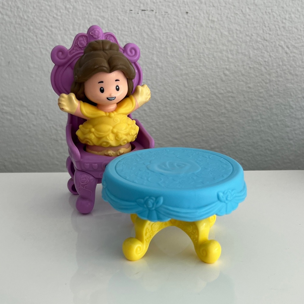 Princess belle Doll with Purple Throne and Blue Table Playset